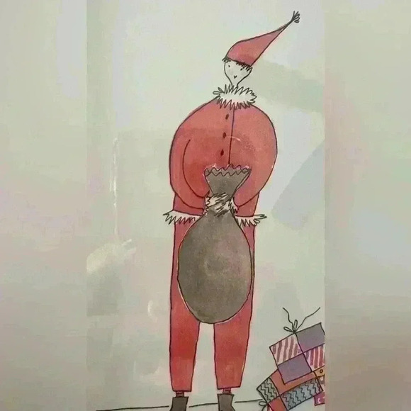 Vintage Framed Julie Arkell Folk Art Print 1983 “A Visitor at Christmas” - Picture 8 of 8